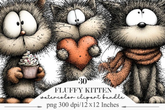 Adorable Designs: The Magic of Fluffy Kitten Whimsical Clipart