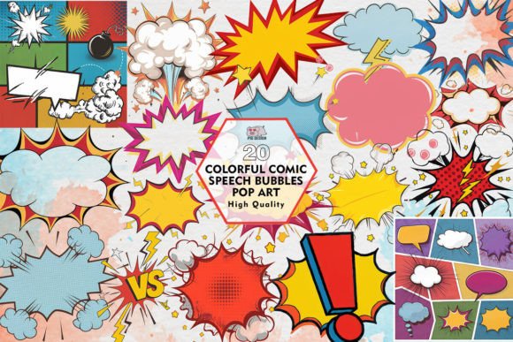 Bold Pop Art Speech Bubbles for Dynamic Visual Impact
