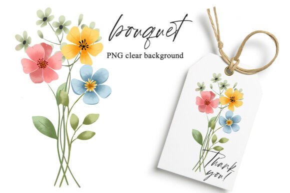 Brighten Your Designs with Watercolor Flowers Clipart Bouquet