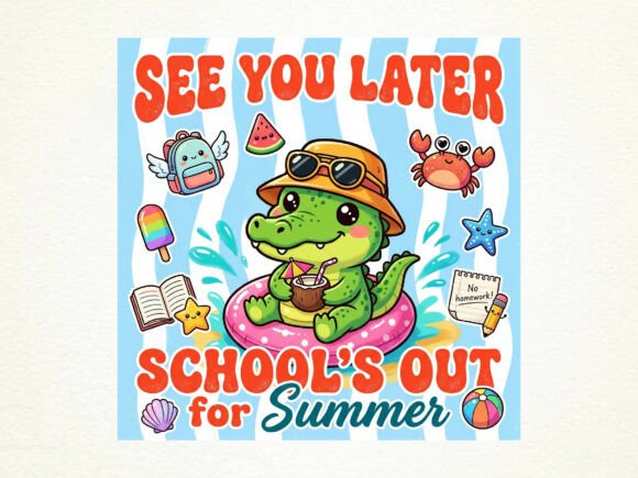 Celebrate the End of School with a Funny Alligator PNG