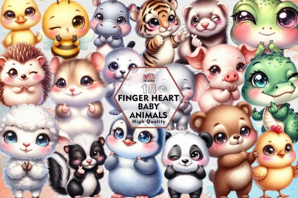 Charming Finger Heart Baby Animals: Your Sublimation Design Guide