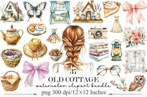 Charming Watercolor Old Cottage Clipart for Creative Projects