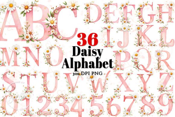 Daisy Birth Flower Alphabet: Elegant Clipart for April Projects