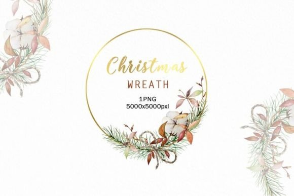 Golden Holiday Elegance: Using a Watercolor Christmas Wreath PNG