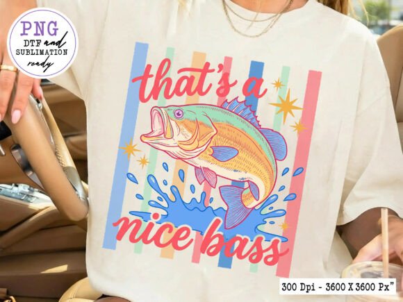 Summer Bass Fish Preppy Hand Drawn PNG: Your Go-To Design Asset