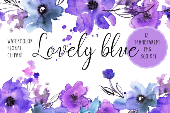 Watercolor Blue Flowers Clipart: Blooming Designs for Every Project