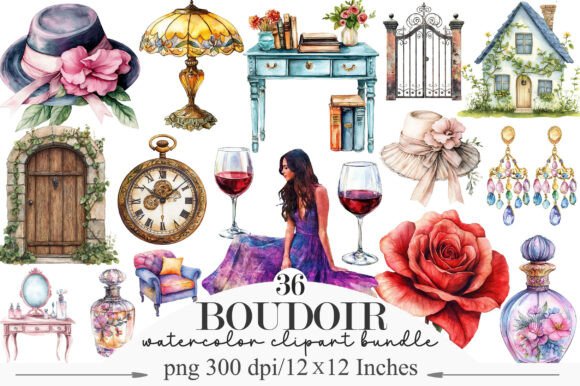 Watercolor Boudoir Clipart: Elegant Art for Your Projects