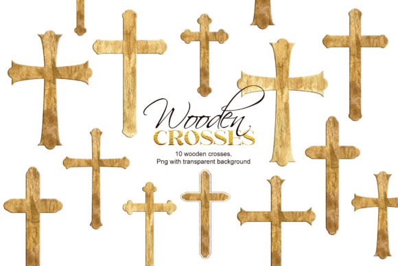 Watercolor Cross Clipart: A Set of Wooden Cross Illustrations