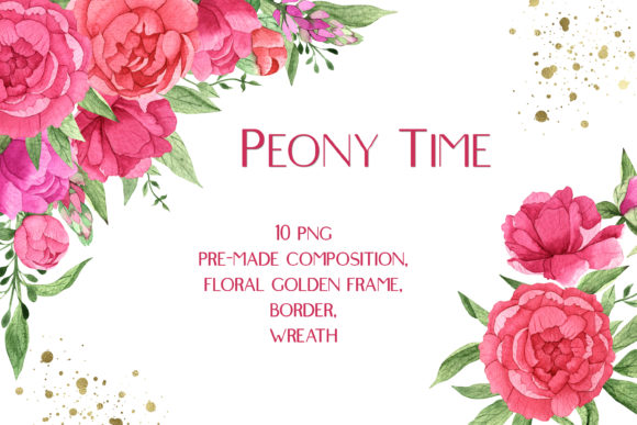 Watercolor Peony Frame Bouquets Clipart: A Designer's Toolkit