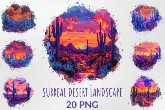 Watercolor Surreal Desert Landscape: A Visual Escape
