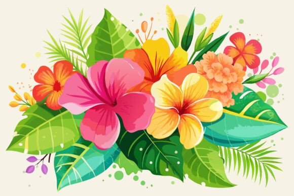 Watercolor Tropical Floral Illustration: Vibrant Design for Every Project