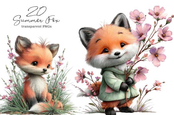 Whimsical Summer Fox Clipart for Creative Projects