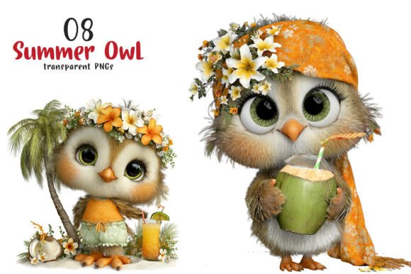 Whimsical Summer Owl Clipart PNG: A Designer's Delight