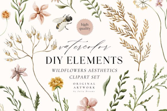 Wildflower Aesthetics Watercolor Clipart: Elevate Your Creative Projects
